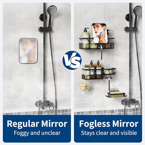 Save 42% on KEGII 4-Pack Adhesive Shower Caddy with Fogless Mirror