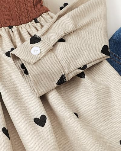 Image of SODLON Kids Toddler Girl Clothes Winter Outfits Shirt Top Bell Bottom Jeans Denim Pants Set Little Girl Fall Spring Clothing
