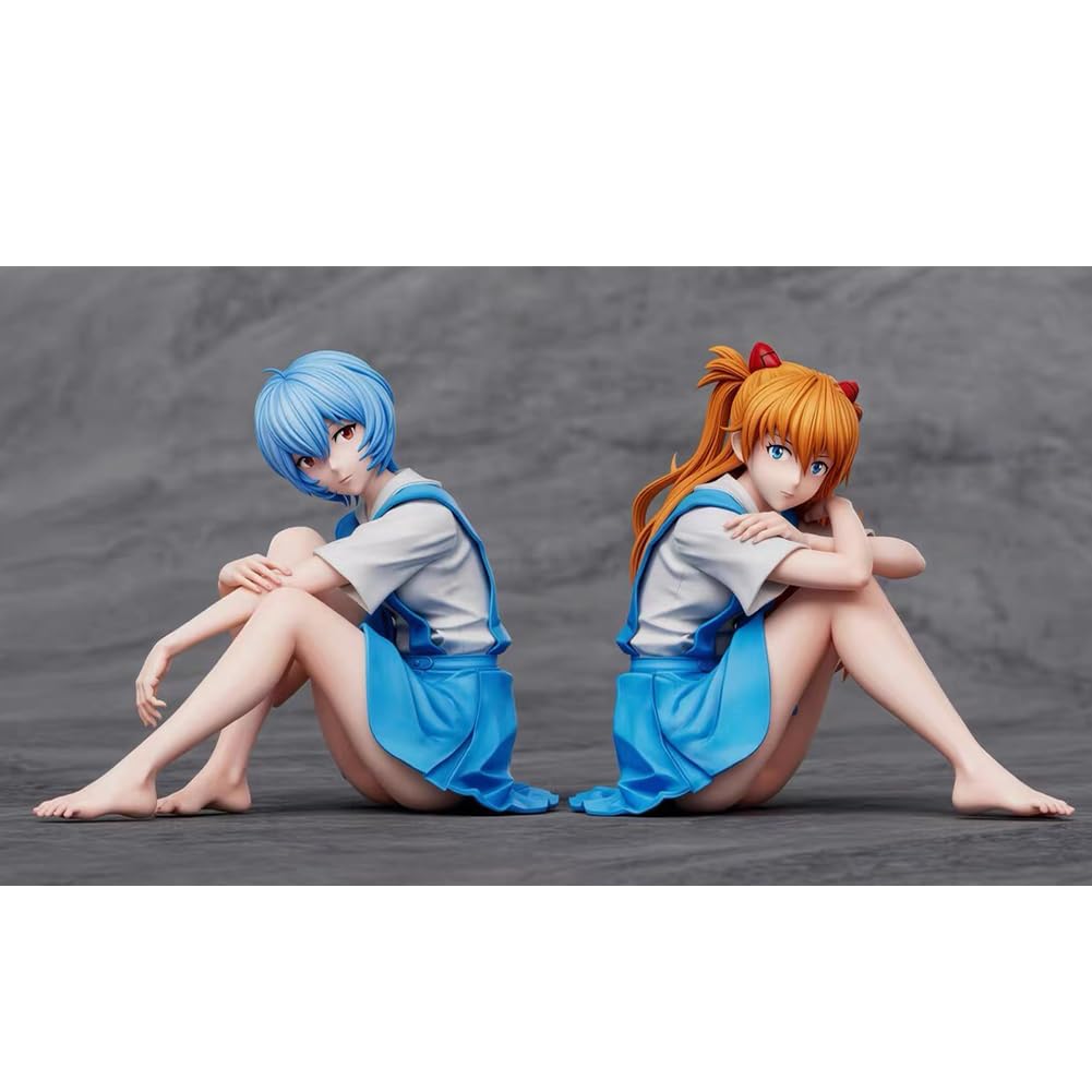 2 statuette di Asuka Langley Soryu/Ayanami Rei seduto Anime Girl Figurine