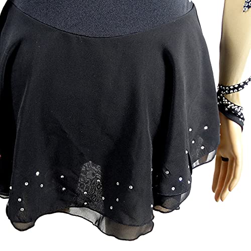 Vestido de ginástica de arte, vestido de patinação no gelo para meninas e mulheres, manga comprida,