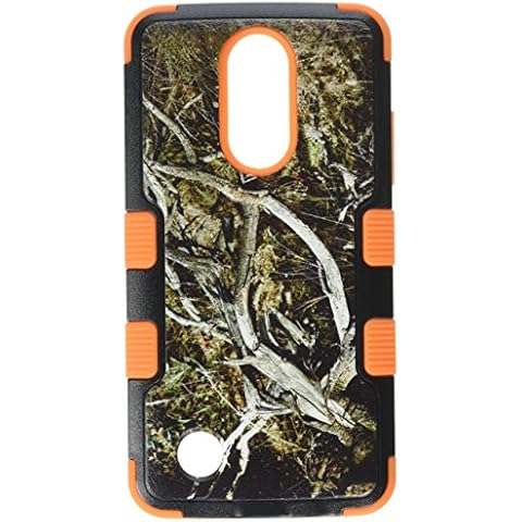 Asmyna Cell Phone Case for LG Aristo - Yellow/Black Vine/Orange Cover