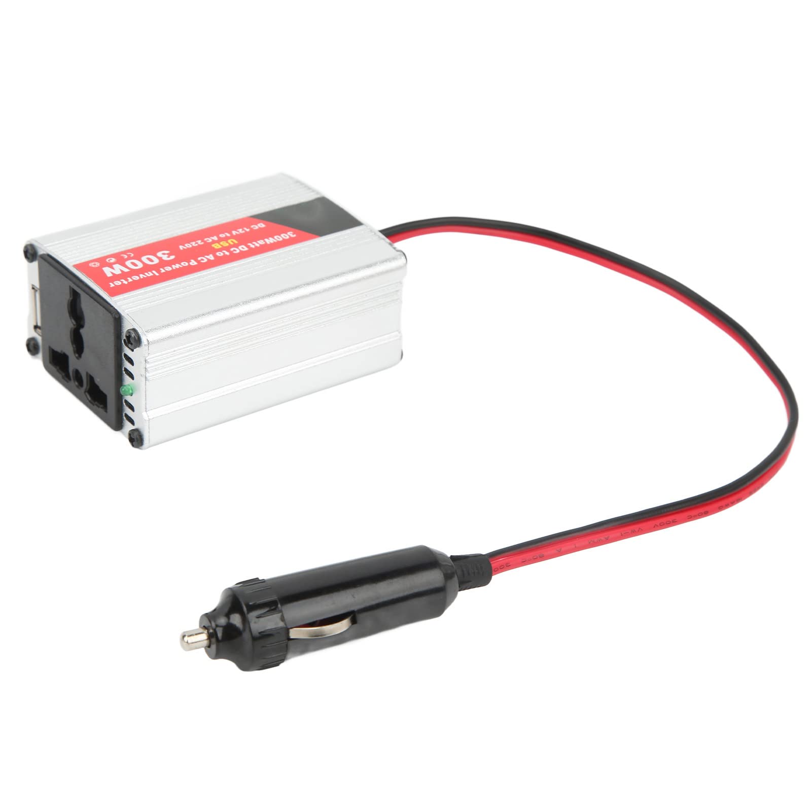 DC 12V to AC 220V Power Inverter USB Charger High Voltage Protection 300W Car Power Inverter for Mobile Phone Lamps (Cigarette Lighter Style)