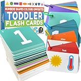 Toddler Flash Cards - Learn Colours, Numbers, Shapes, Opposites on Thick Jumbo Flashcards for Early Learners - Teacher Designed for Preschool, Nursery & Reception