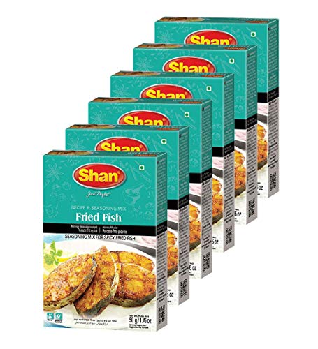 Shan Fried Fish Recipe and Seasoning Mix 1.76 oz (50g) - Spice Powder for Traditional Spicy Fried Fish - Suitable for Vegetarians - Airtight Bag in a Box (Pack of 6)