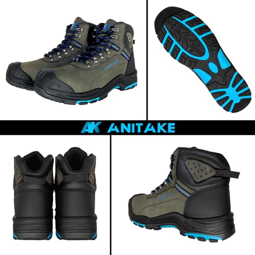 Image of Steel Toe Boots for Men, Mens Work Boots Steel Toe 100% Nubuck Leather Construction Safety Boots