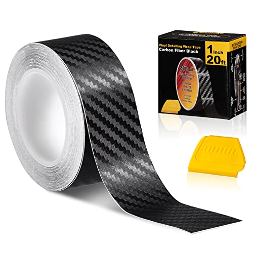 Spurtar Rollo de Cinta de Fibra de Carbono, 2,5 x 600 cm, Adhesivo de liberación de Aire, Tira de Vinilo Negra cromada 3D de Fibra de Carbono para Detalles, Cinta Opaca para Coches, Motocicletas