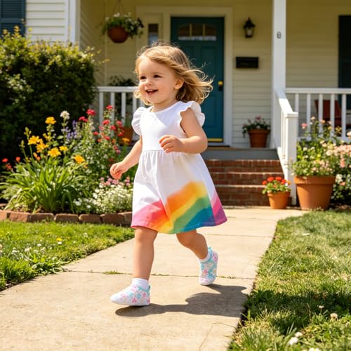 Image of FEETCITY Toddler Walking Shoes Slip On Toddler Shoes Boys Girls Kids Sports Sneakers Casual School Shoes Barefoot Shoes