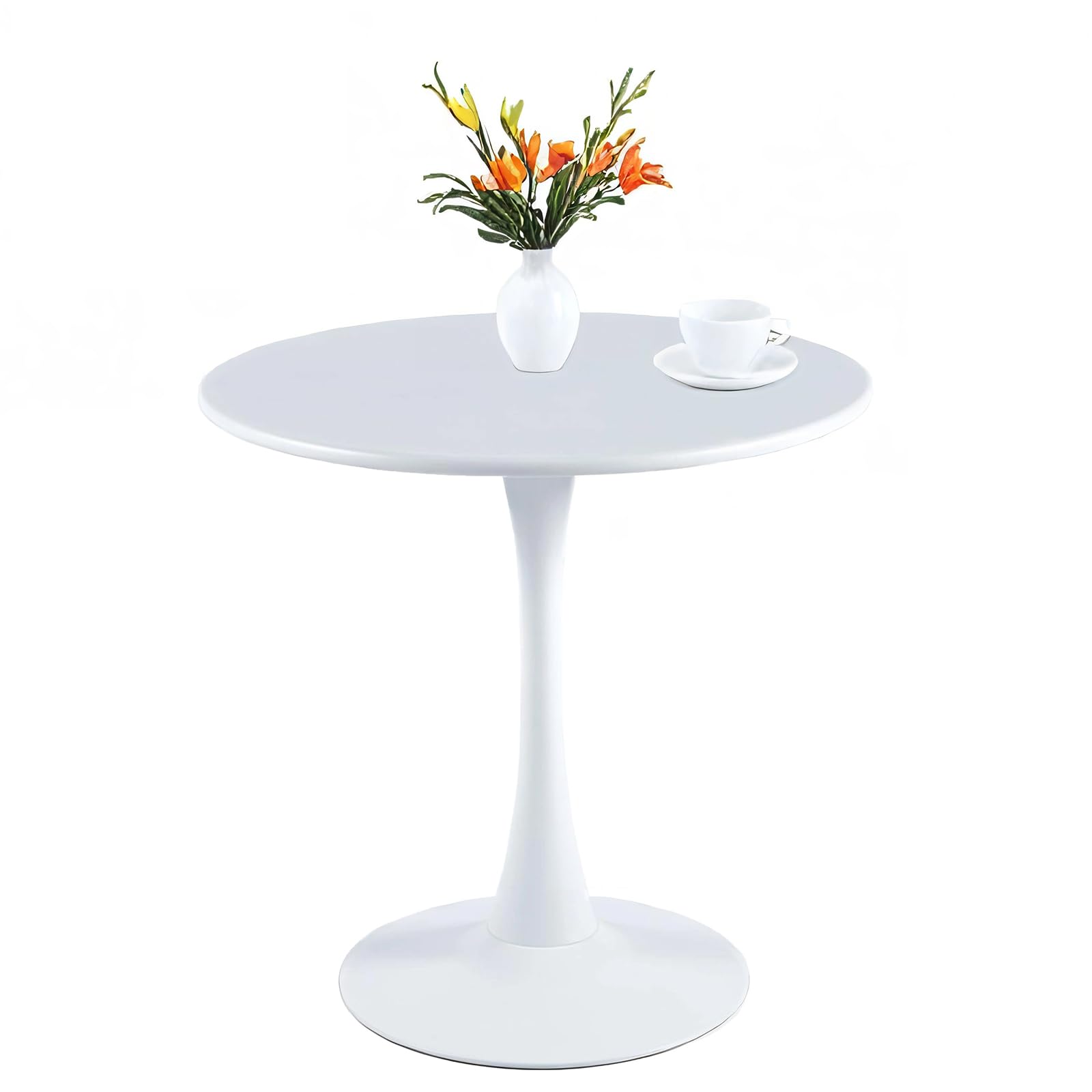 Round Table, 24" Tulip Table Kitchen Table Modern Dining Table Small Dining Table for 2 Coffee Table - White