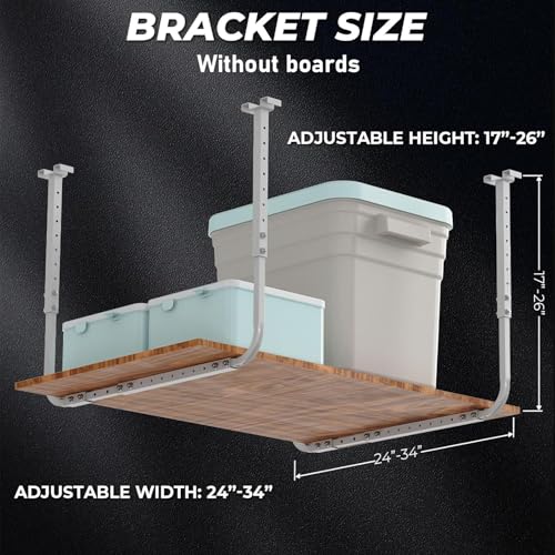 Ruiru Bro GARAGE OVERHEAD STORAGE BRACKET Overhead Garage Storage Rack,Adjustable Garage Ceiling Storage Racks,4X8 Overhead Garage Storage Rack,Retractable Overhead Storage Rack,250Lbs Weight Capacity thumb #4