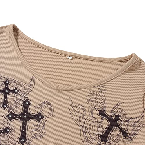 Image of Grunge Clothes for Women Y2K Tops Long Sleeve Fairy Grunge Aesthetic Shirts Teen Girls Vintage Graphic Tees Fall