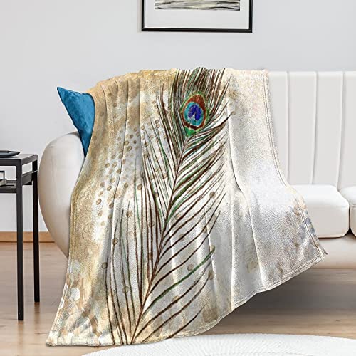 Couverture de voyage paon 101x127 cm chic et légère réversible