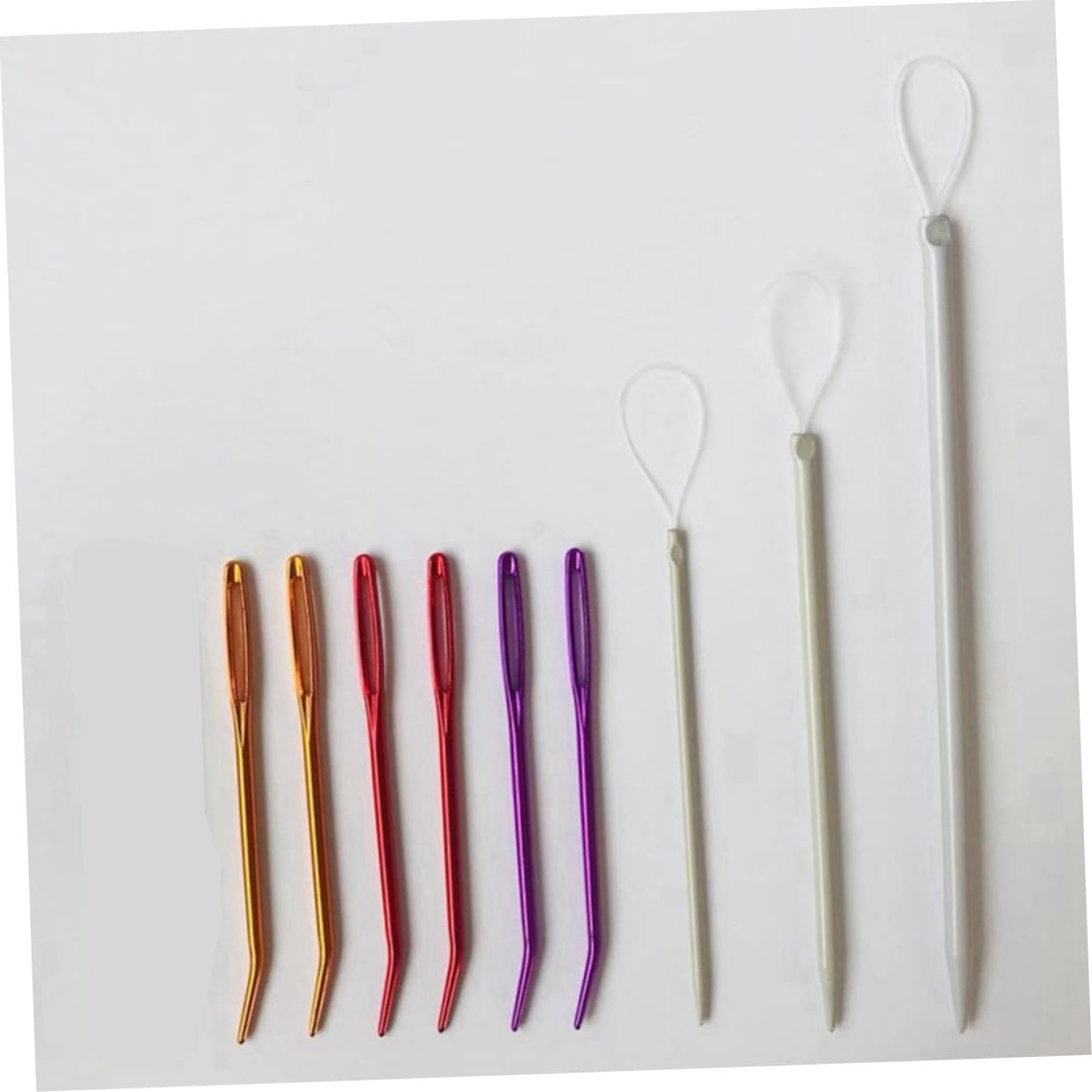 OHPHCALL Sweater Knitting Needles DIY Kit 18pcs Large Eye Hand Sewing Needles Ergonomic and Anti-Slip for Beginner Random