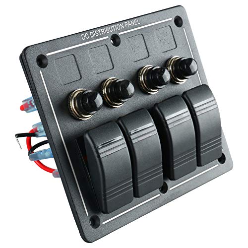 Amarine Made 4 Gang Aluminium Led Rocker & Circuit Breaker Waterproof Marine Boat Rv Switch Panel #TOP2
