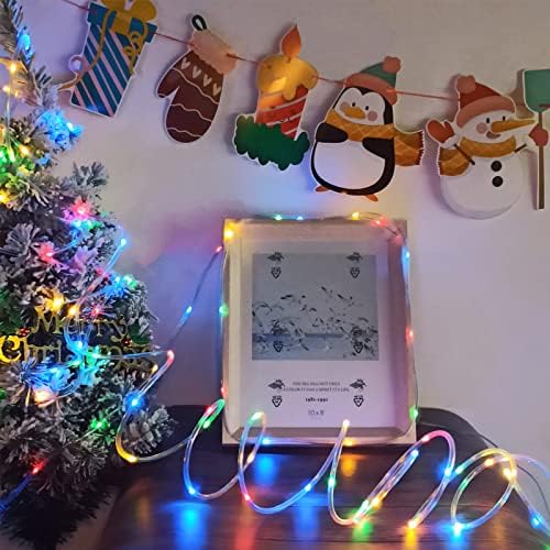 Rope Lights Battery Operated39Ft 100Led Indoor&Outdoor String Lights Remote Control, 8 Lightning Modes Waterproof Copper Wire Hanging Lights Christmas Lights for Home Patio Garden Party - Multicolor