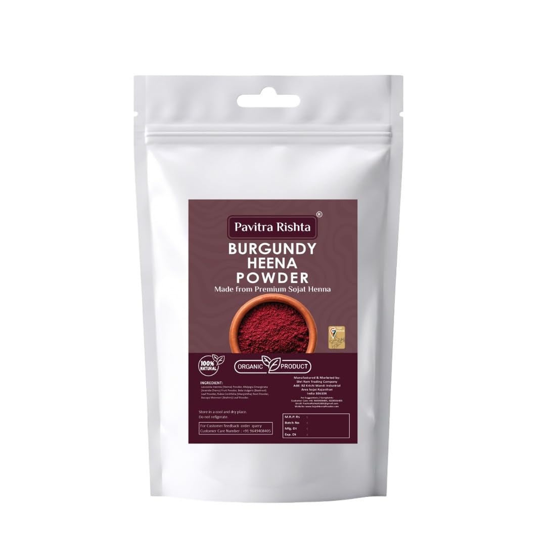 Burgundy Henna Powder | Natural Herbal Hair Colour Powder | Ammonia-Free Burgundy Grey Hair Coverage, Hair Nourishment & Scalp Care | Chemical-Free Formula-image-38