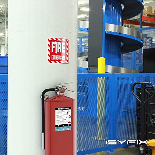 Fire Extinguisher Signs Stickers – 4 Pack 6x7 Inch – Premium Self-Adhesive Vinyl, Laminated for Ultimate UV, Weather, Scratch, Water and Fade Resistance, Indoor and Outdoor