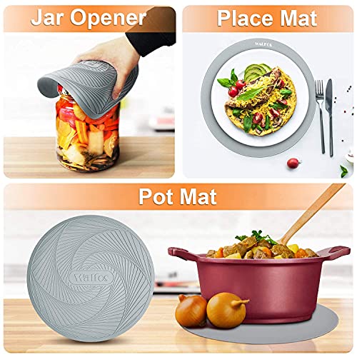 Image of Walfos Silicone Microwave Mats, Heat Resistant Multi-Purpose Microwave Trivet Mat, Non-Slip Hot Pads, BPA Free Silicone Mats for Microwave, Oven, Hot Pan, Pot (Grey)