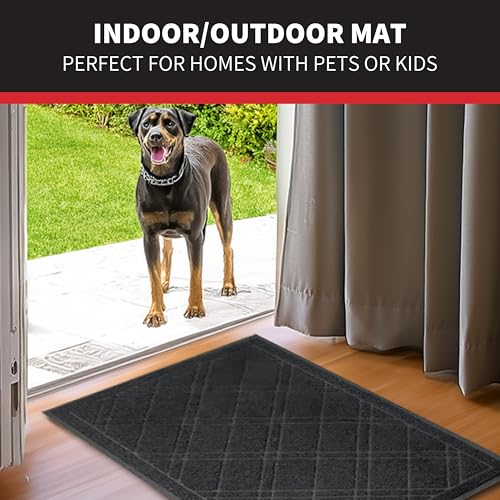 Sliptogrip Universal Door Mat, Plaid Design - Black, 35 X 23 - Anti Slip thumb #3