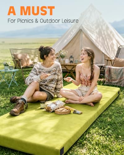 Image of GAIALOOP 3 Inch Memory Foam Camping Mattress, Dual Layer Thick Sleeping Camp Pad for Car Tent Cot, Roll-Up Portable Glamping Floor Bed for Guests Sleepover