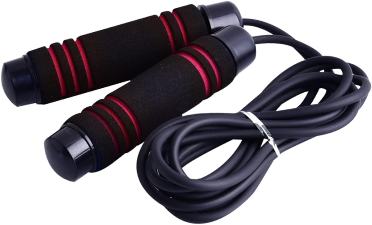 KICHOUSE 3M Adjustable Fitness Jump Rope Lightweight Skipping Rope for Adults Non Slip Sponge Handle Wear Resistant for Indoor Workouts and Competitive Training Red