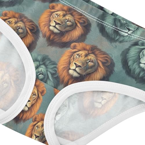 Cotton Toddlers Underwear Floral Cool Lions Head Animal Panties for Girl Fun Briefs Underpants 2t4