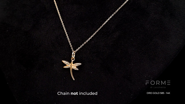 Forme Di Lucchetta Ciondolo Rondine In Oro Giallo 14kt, Simbolo Di Libertà, Made In Italy, Per Catenina Fino A 4mm