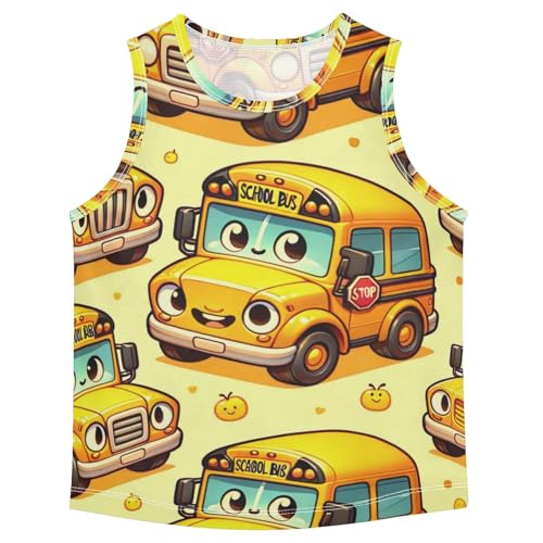 susiyo Cute Cartoon School Bus Boys Sleeveless Tank Top Girls Athletic T Shirt