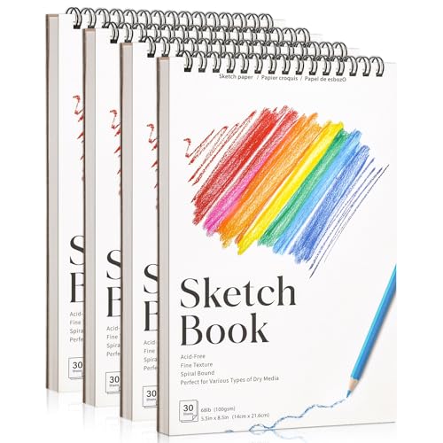 4 Pack Small Sketch Books, 5.5 x 8.5 Inch Mini...