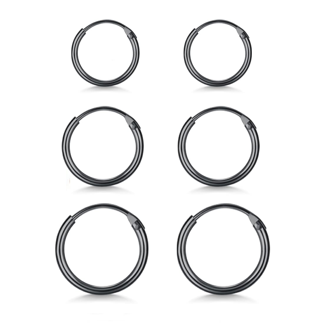 EPIRORA Silver Hoop Earrings- Cartilage Endless Small Hoop Earrings Set for Women Men, 3 Pairs of Hypoallergenic 925 Sterling Silver Tragus Earrings