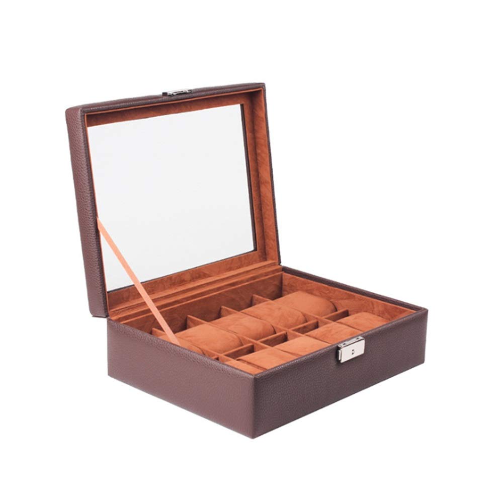 Scatole per Orologi Scatola porta orologi con display a lucernario semplice e quadrante serratura a parola, scatola in pelle PU per il Compleanno di Natale
