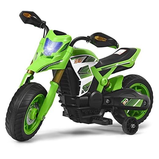 HONEY JOY Ride On Motorcycle, 6V Electric Motorcycle for Kids with Training Wheels, Spring Suspension, Headlight, 3-Wheels Mini Motorized Dirt Bike for Baby Girl Boy (Green)