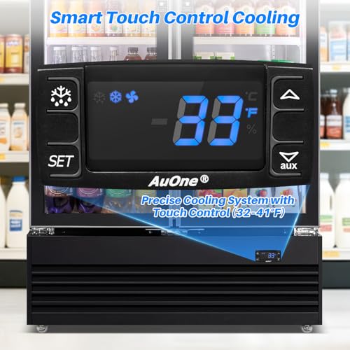 Image of Commercial Display Beverage Fridge, 40″ Double Glass Door Refrigerator, 28.1 Cu.Ft Large Capacity with 8 Adjustable Shelves, Upright Cooler for Shop, Bar & Restaurant