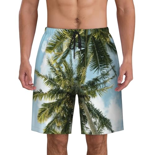Men's Beach Shorts Palm Trees (2) Mens Swim Trunks Board Shorts with Pockets Swimwear Bathing Suits