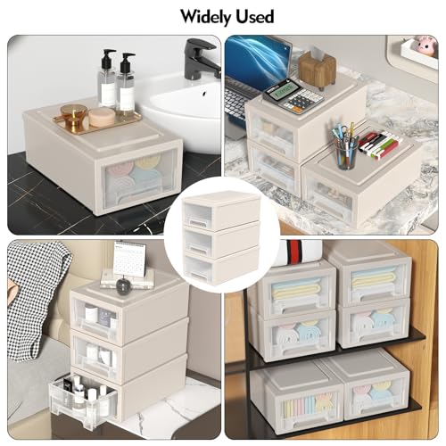 Afromy 6 Quart Stacking Chest Storage Schublade Box, Desktop Stacking Frontbox Unit, 3 Packs
