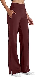 Pantalones de yoga para mujer, pierna ancha con bolsillos, cintura alta, elásticos, holgados, casuales, para descansar