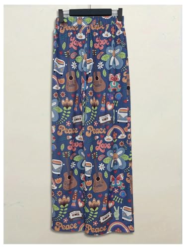 SOLY HUX Women's Graphic Print Wide Leg Pants Tie Front Elastic Waist Baggy Casual Vacation Long Trousers2