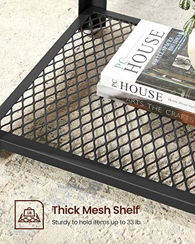 Image of VASAGLE Side Table, 2-Tier Nightstand with Mesh Shelf, Steel Frame