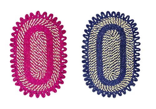 Image of Cotton Doormat for Home |Handmade Cotton Doormat | Quick Dry, Washable Door Mat for Home, Bathroom & Bedroom (Pack of 2) (Coffee-Blue)