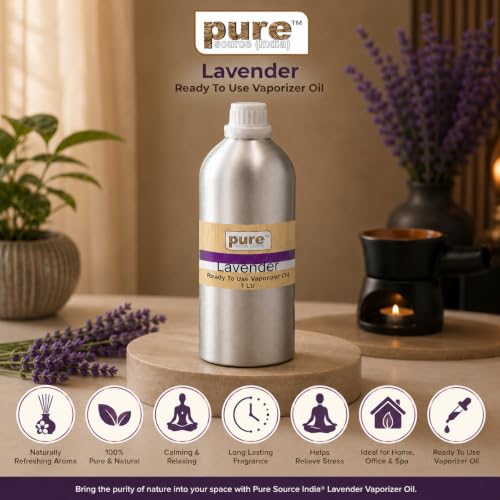 Image of Pure Source India Lavender Fragrances Vaporizer Oil Suitable for aromatherapy, Candle Making, Diffuser oil (1L)