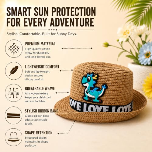Image of VRITRAZ Baby Boy's and Girl's Kids Children Cute Printed Cartoon Gift Summer Fancy Dress Straw Fasion Hat Cap 1