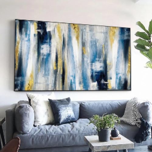 Grand art mural abstrait grand format 55x110cm avec encadré pour salon
