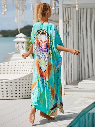 Image of Kaftan Dresses for Women Plus Size Bathing Suit Cover up Caftan Maxi Beach Dresses