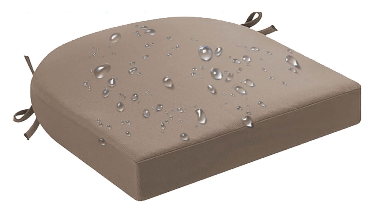 Cuscino impermeabile per sedia con laccetti, cuscino rimovibile in schiuma per interni/esterni, cucina, sala da pranzo, patio, giardino e ufficio (colore marrone chiaro, 43 x 43 x 7 cm)