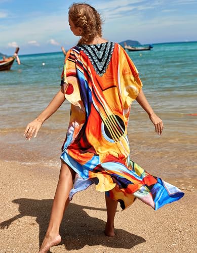 Image of NFVNKJ Women's Plus Size Beach Lounge Kaftan Maxi Dress Swimsuit Coverup for Women
