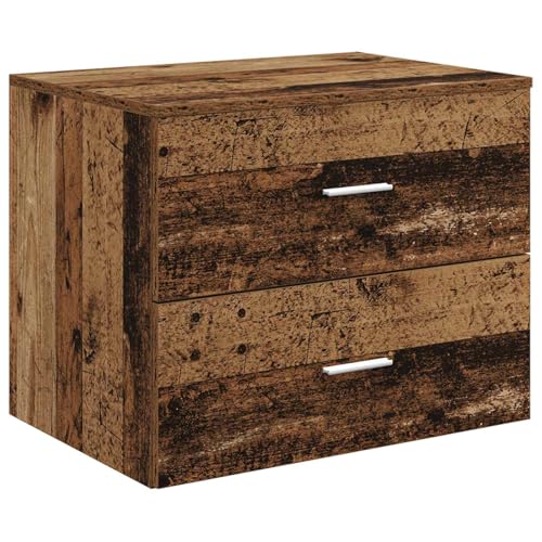 Qnhdfrt Meuble de Salle de Bain Suspendu en Bois d'Ingénierie Bois Ancien - Meuble sous Vasque Mural de 62,5 x 44,5 x 50 cm avec 2 Tiroirs - Cabinet de Rangement Gain de Place Modern