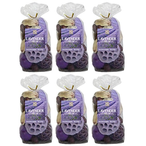 Hosley Set of 6 Lavender Fields Chunky Potpourri - 5 oz Each. Perfect for Everyday Use, Wedding, Special Events, Aromatherapy, Spa, Reiki, Meditation O9