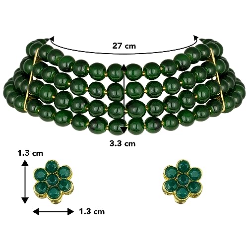 Image of Peora Traditional Maharani Haar Necklace with Earrings Bridal Jewellery Set Gift for Women