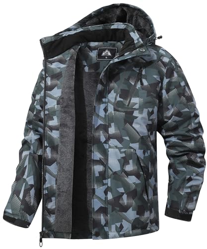 MAOYSSEN Men's Mountain Winter Coat Warm Fleece Ski Snow Jacket Waterproof Raincoat with Hood