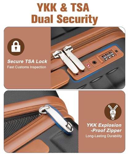 3 Piece Luggage Set with Travel Backpack, 20” PC Hardside Suitcase with Spinner Wheels, Flight Approved Carry On Luggage with YKK Zippers & TSA Lock image 4