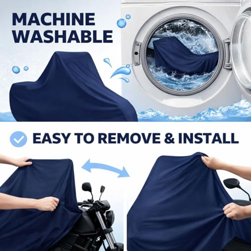 Image of Puroma-Pro Heavy Duty Waterproof Bike Cover Compatible for Shine Bikes - Outdoor Motorcycle Cover Windproof Buckle, UV Protection & Dust Resistant Full Body Cover